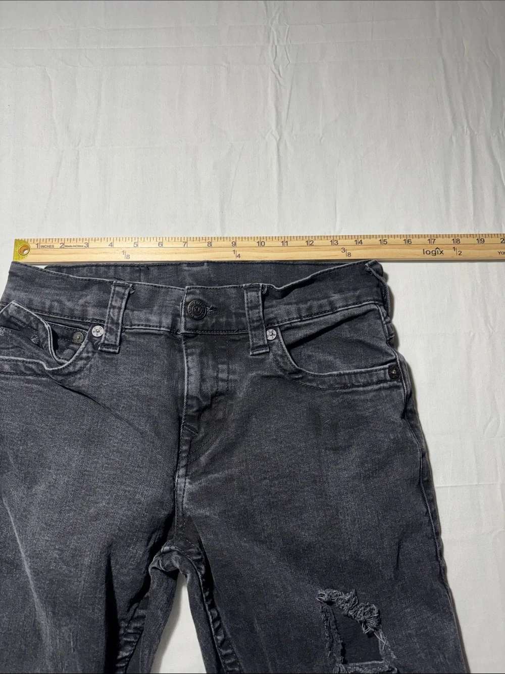 True Religion Ricky Men’s Size 30 Black Distressed Cutoff Denim Shorts